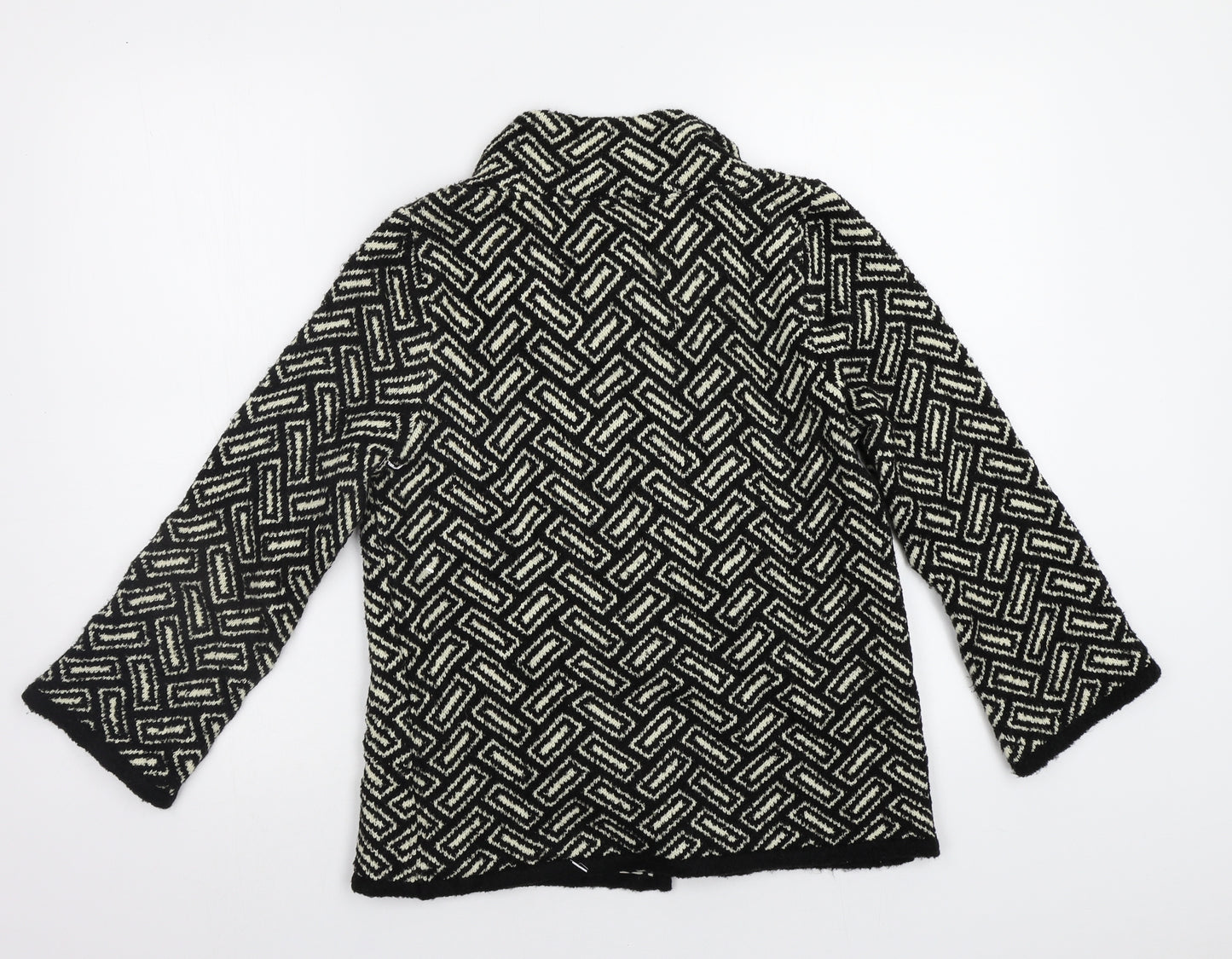 Wallis Womens Black Geometric  Overcoat Coatigan Size 8