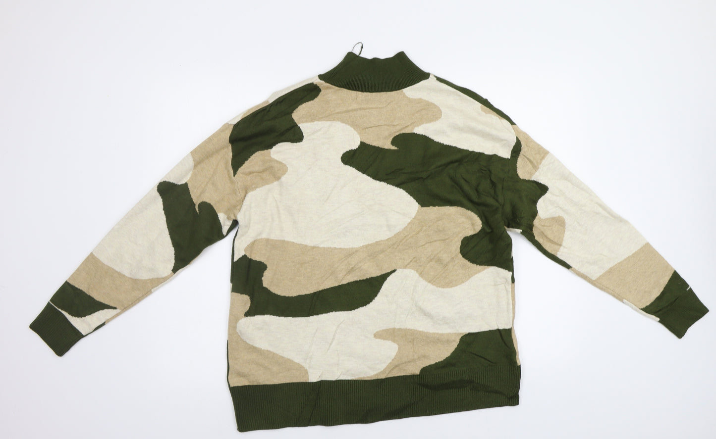 M&S Womens Green Camouflage  Pullover Jumper Size M