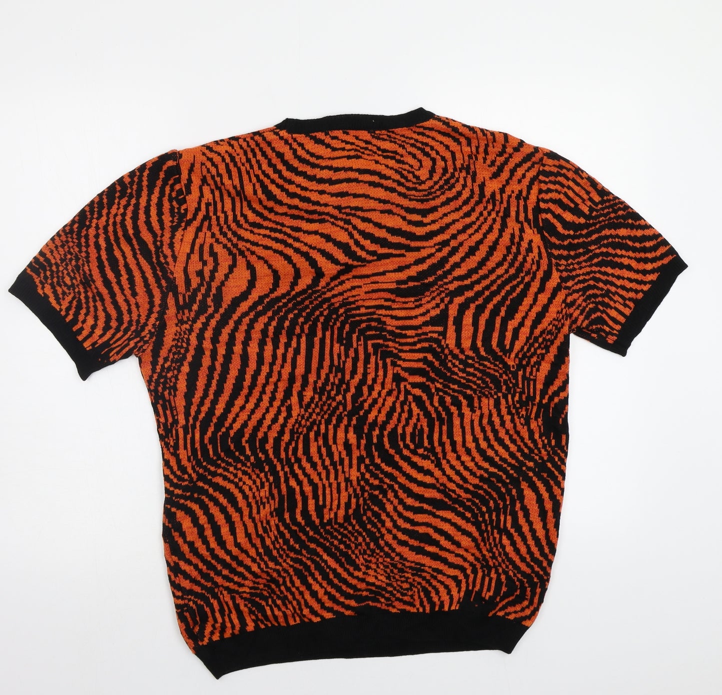 BHM Womens Orange Geometric  Pullover Jumper Size M