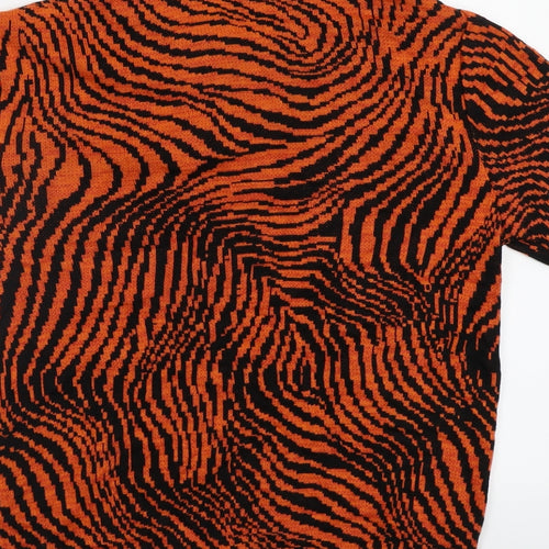 BHM Womens Orange Geometric  Pullover Jumper Size M
