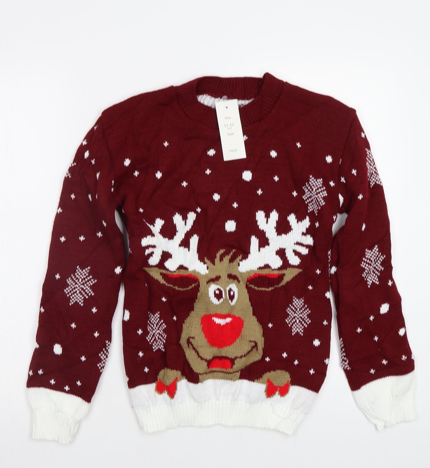 Bina Girls Red   Pullover Jumper Size 11 Years  - Rudolph