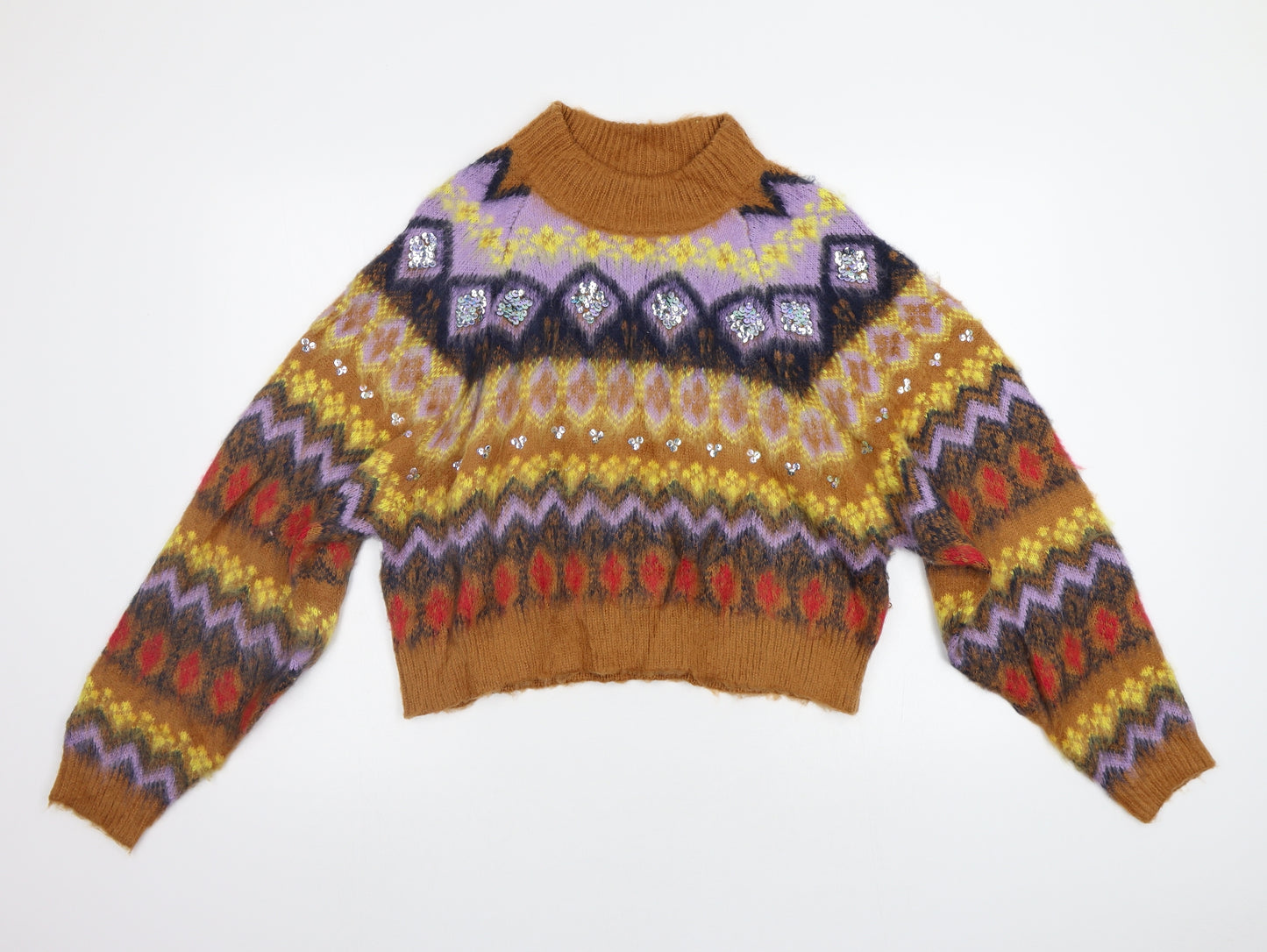 Preworn Womens Multicoloured Geometric  Pullover Jumper Size L