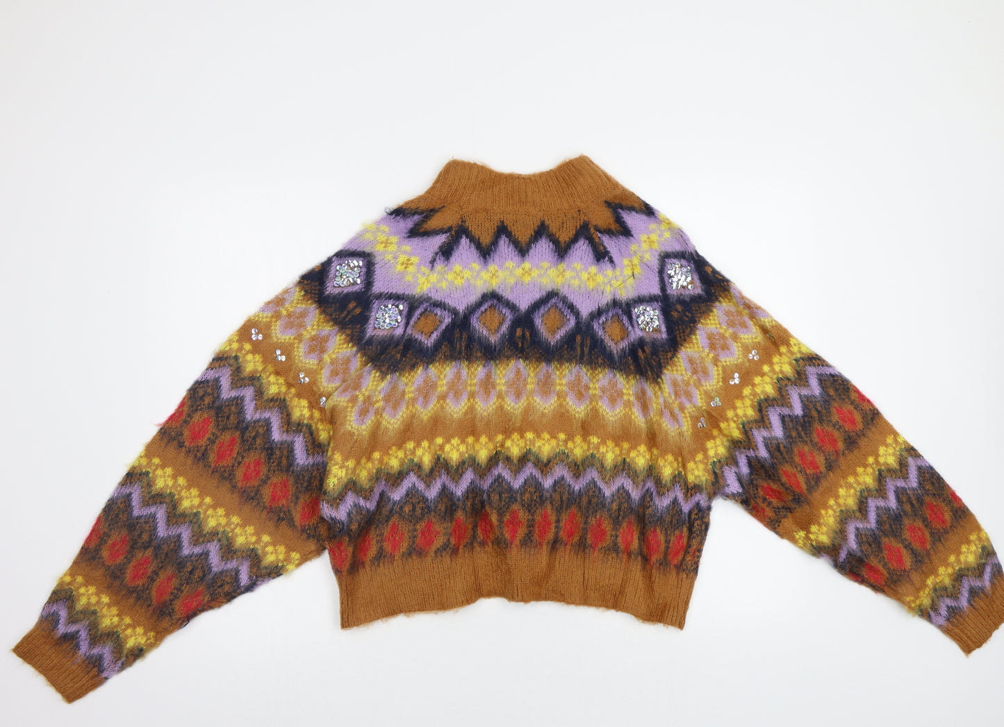 Preworn Womens Multicoloured Geometric  Pullover Jumper Size L