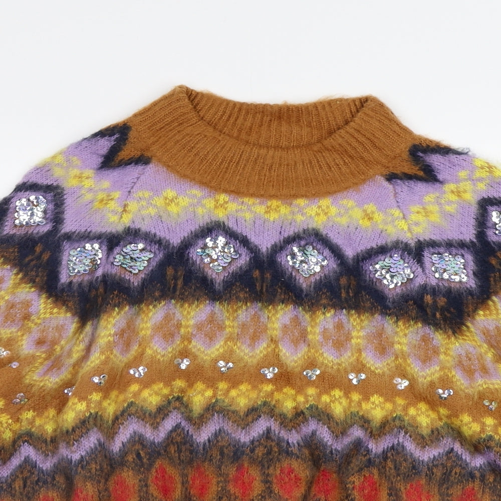 Preworn Womens Multicoloured Geometric  Pullover Jumper Size L