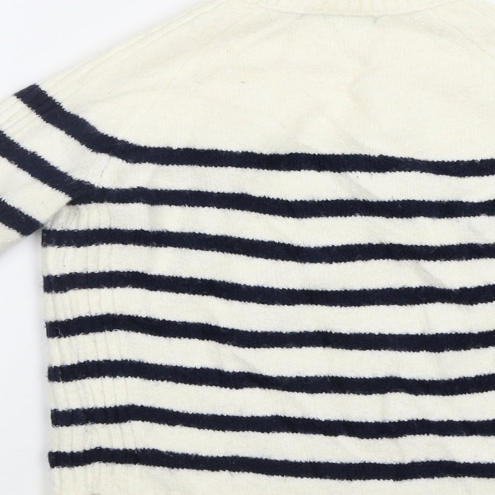 M&S Womens White Striped  Pullover Jumper Size XS
