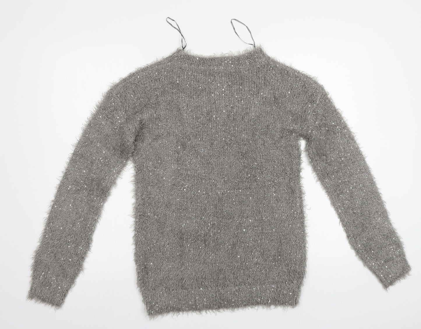Lottie Loves Womens Grey   Pullover Jumper Size M  - Sequin detail