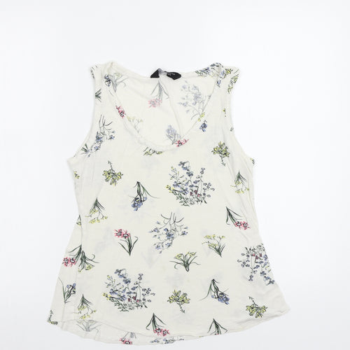 Dorothy Perkins Womens White Floral  Basic Tank Size 12