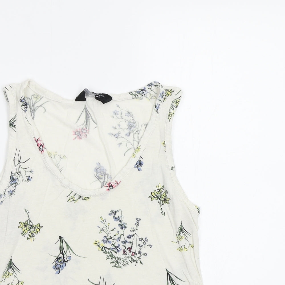 Dorothy Perkins Womens White Floral  Basic Tank Size 12