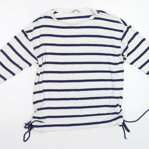 TU Womens White Striped  Pullover Jumper Size 12