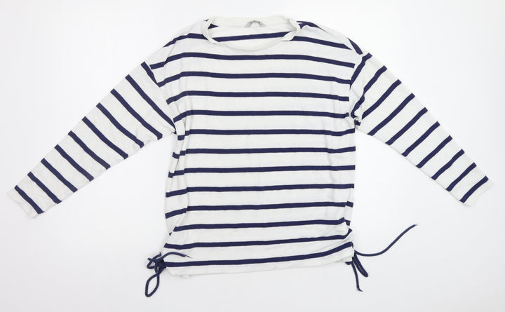 TU Womens White Striped Pullover Jumper Size 12