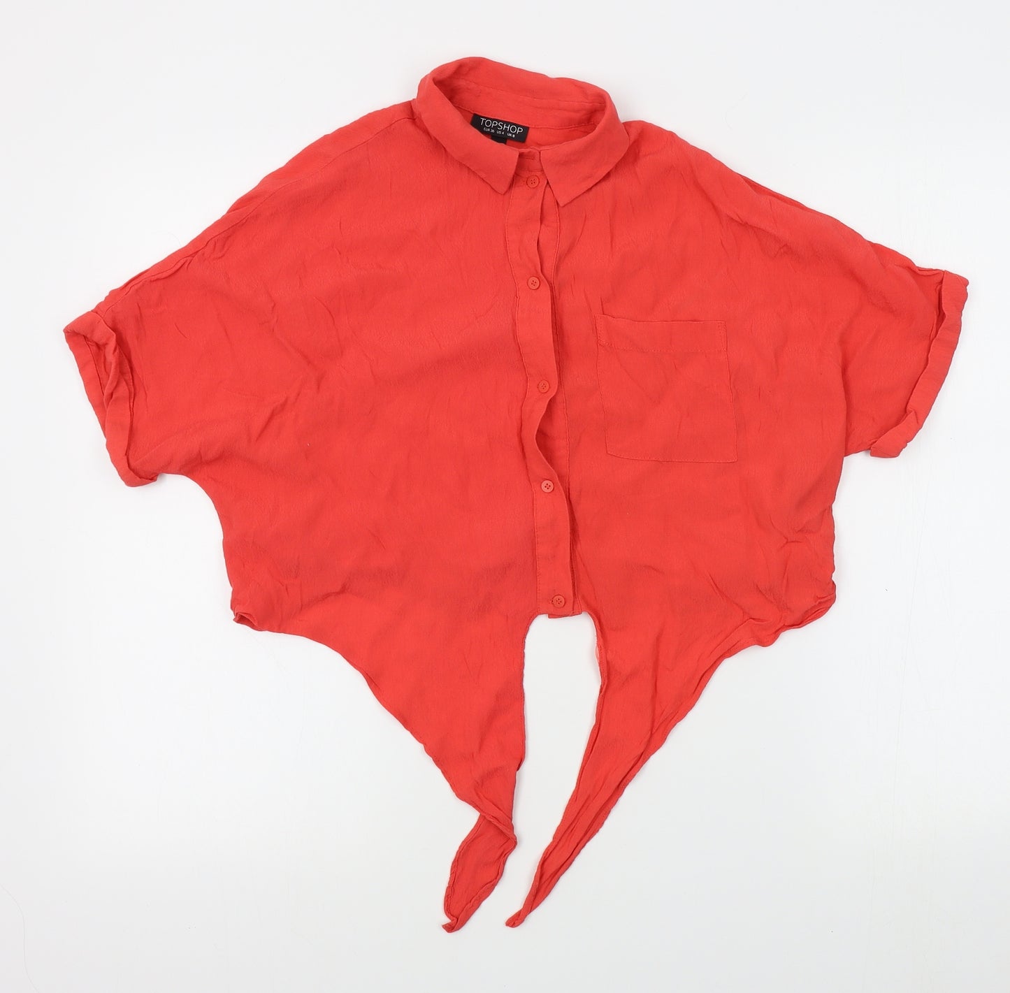 Topshop Womens Red   Cropped Button-Up Size 8