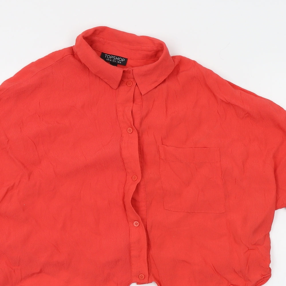 Topshop Womens Red   Cropped Button-Up Size 8