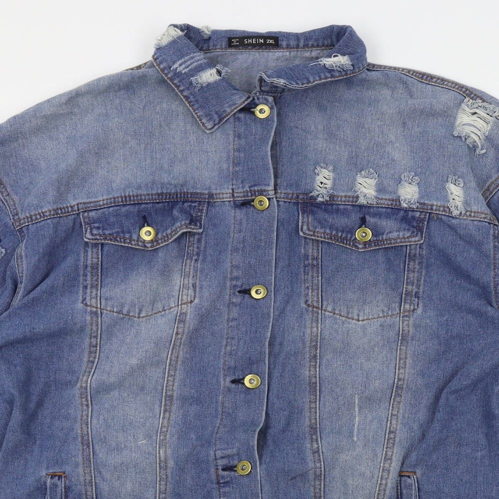 SheIn Womens Blue   Jacket  Size 2XL  - distressed