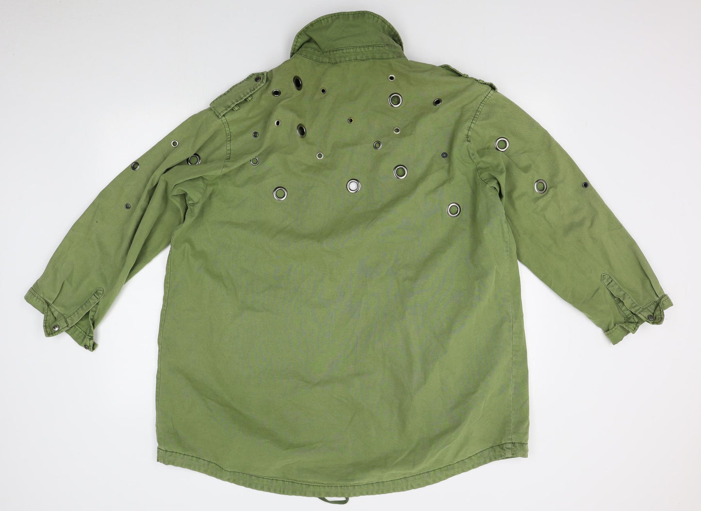 Zara Womens Green  Denim Jacket  Size L  - ring details