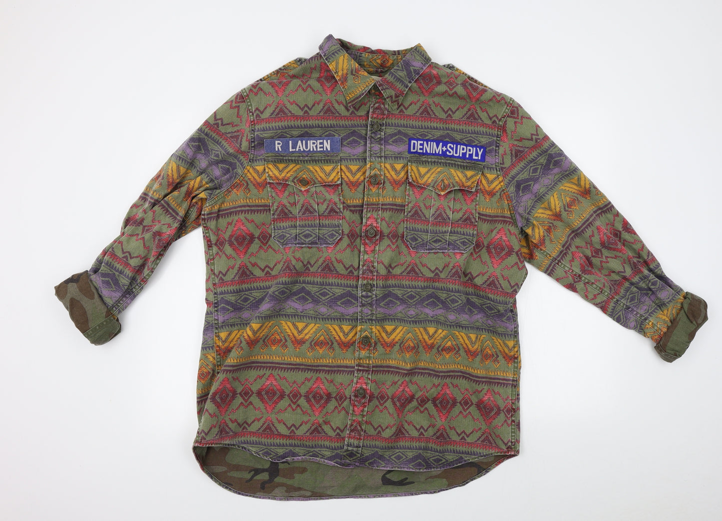 Denim & Supply Ralph Lauren Womens Green Fair Isle  Jacket  Size 2XL
