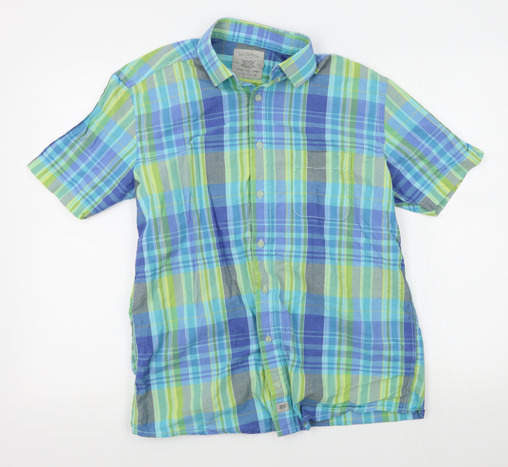 Bar Harbour Mens Blue Plaid   Button-Up Size M