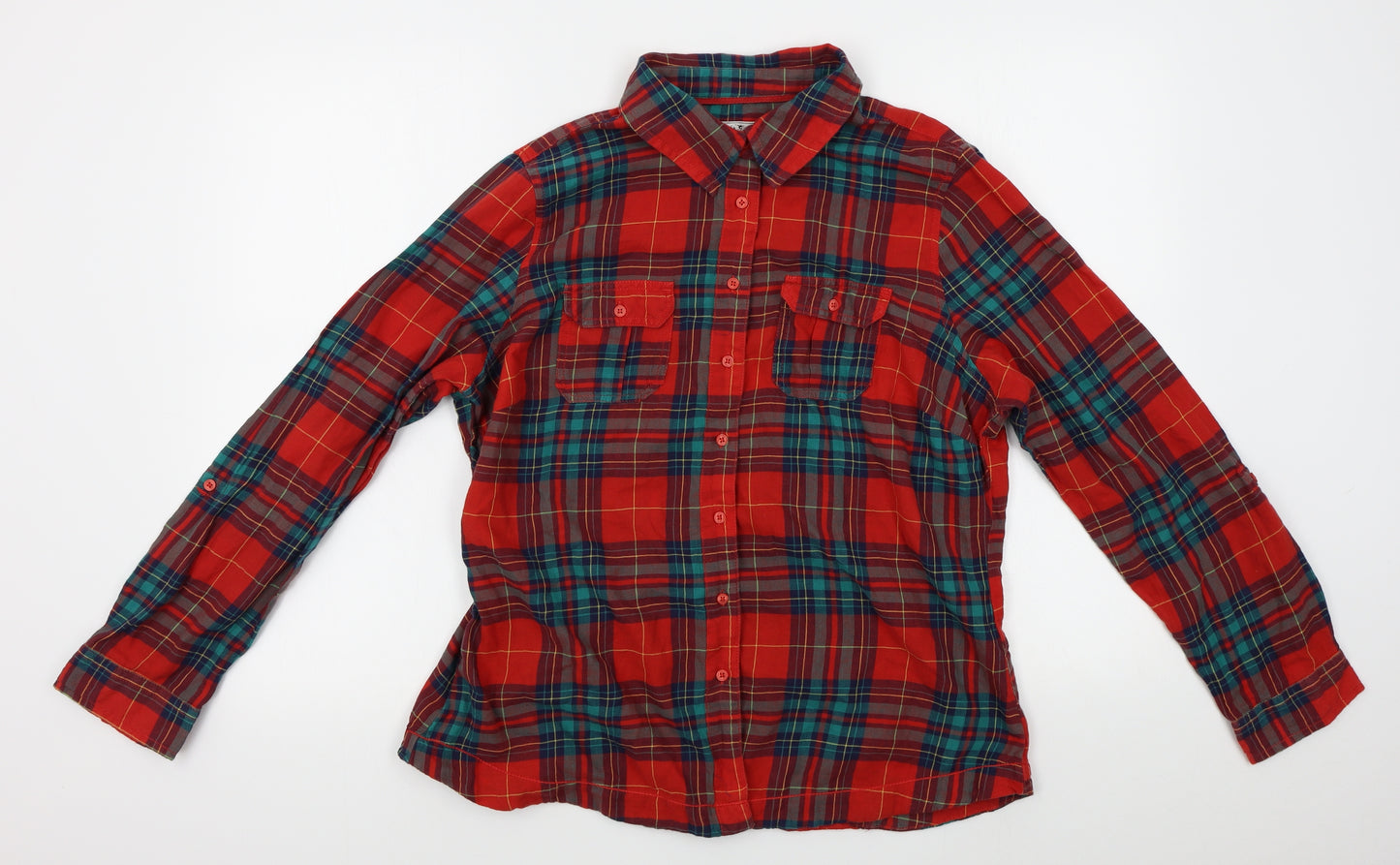M&S Womens Red Plaid  Basic Button-Up Size 18