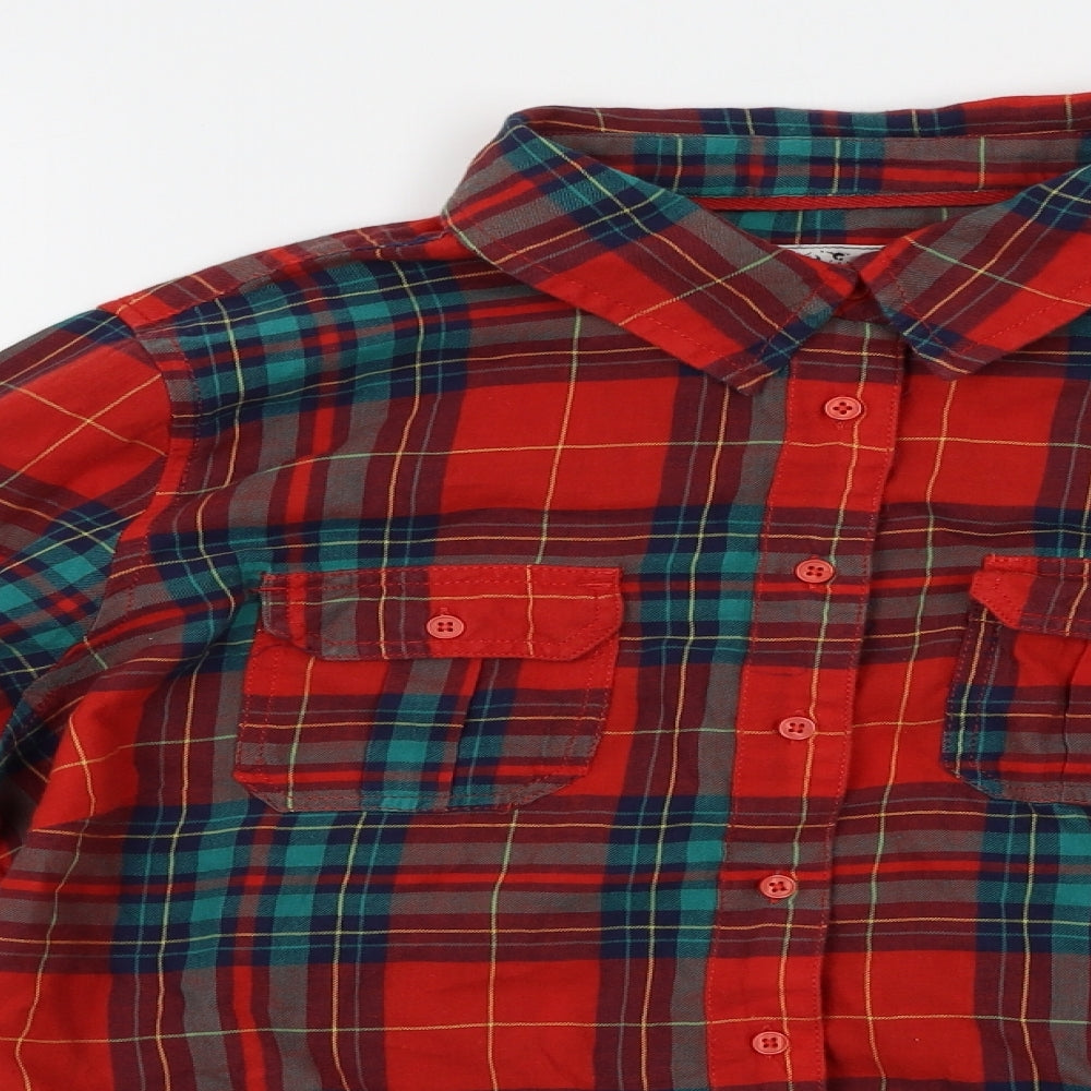 M&S Womens Red Plaid  Basic Button-Up Size 18