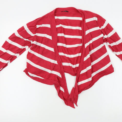 M&Co Womens Red Striped  Cardigan Jumper Size M