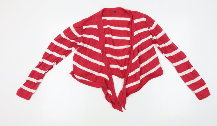 M&Co Womens Red Striped  Cardigan Jumper Size M