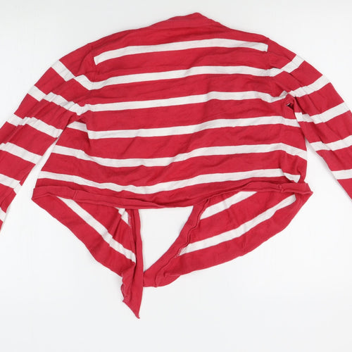 M&Co Womens Red Striped  Cardigan Jumper Size M