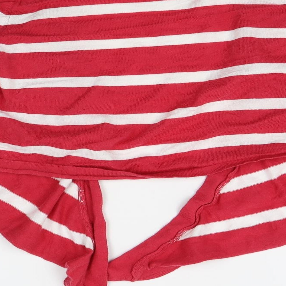 M&Co Womens Red Striped  Cardigan Jumper Size M