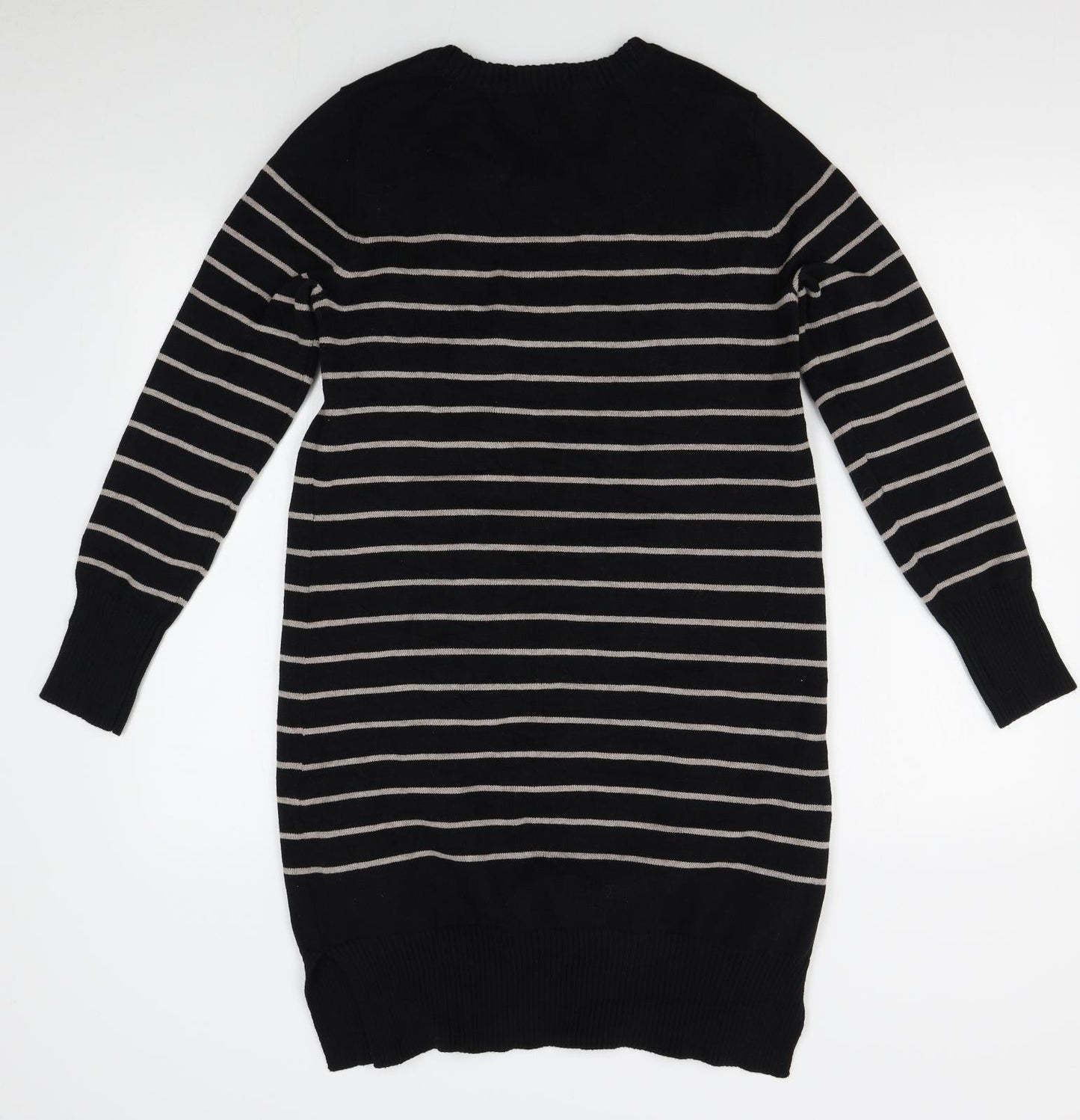 Preworn Womens Black Striped  Jumper Dress  Size S