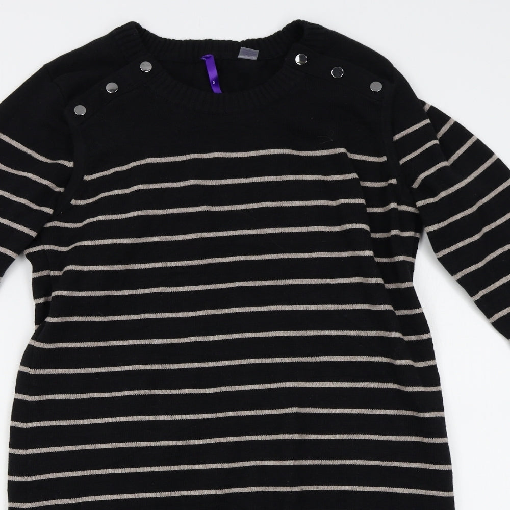 Preworn Womens Black Striped  Jumper Dress  Size S