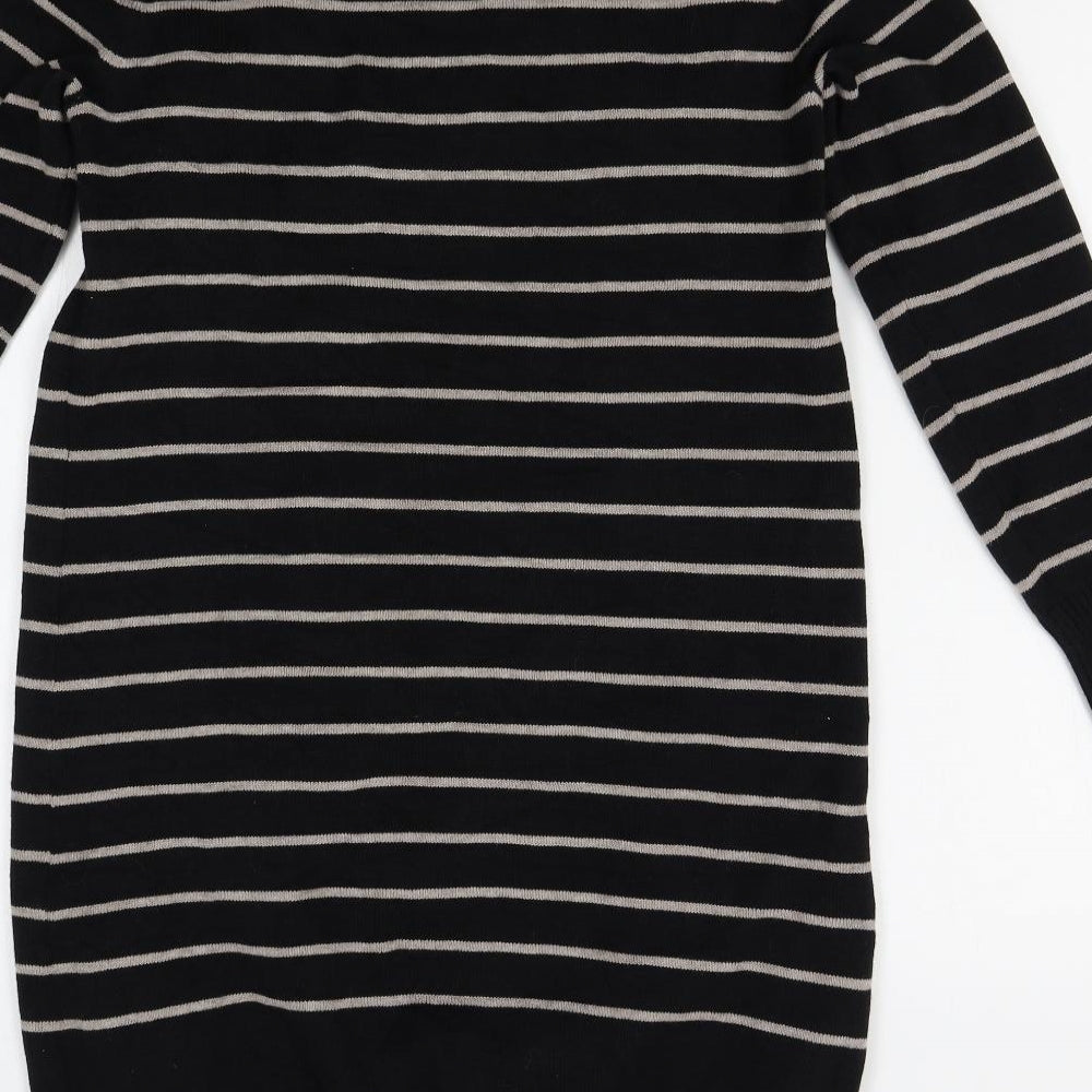Preworn Womens Black Striped  Jumper Dress  Size S
