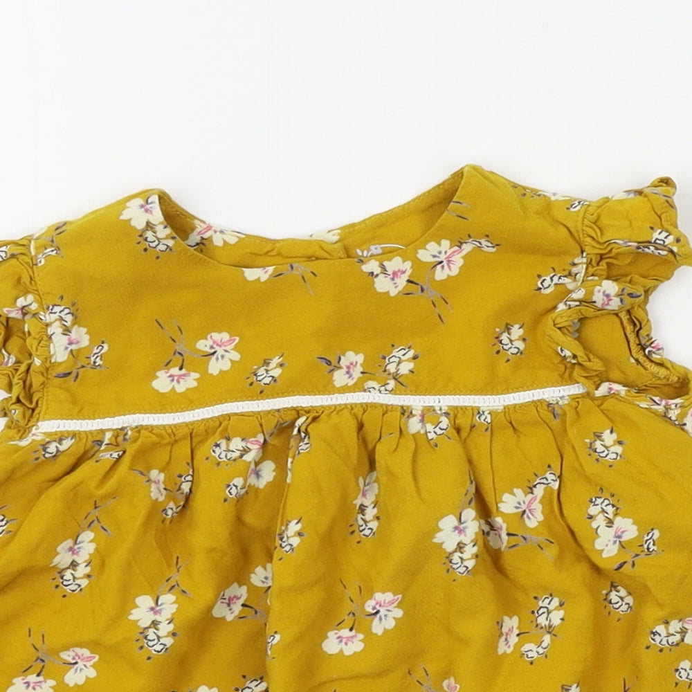 Primark Girls Yellow Floral  Basic Blouse Size 2-3 Years