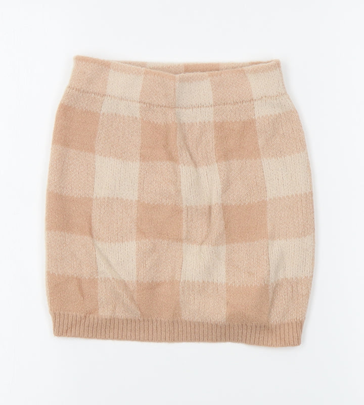 Primark Girls Orange Check  Straight & Pencil Skirt Size 5-6 Years