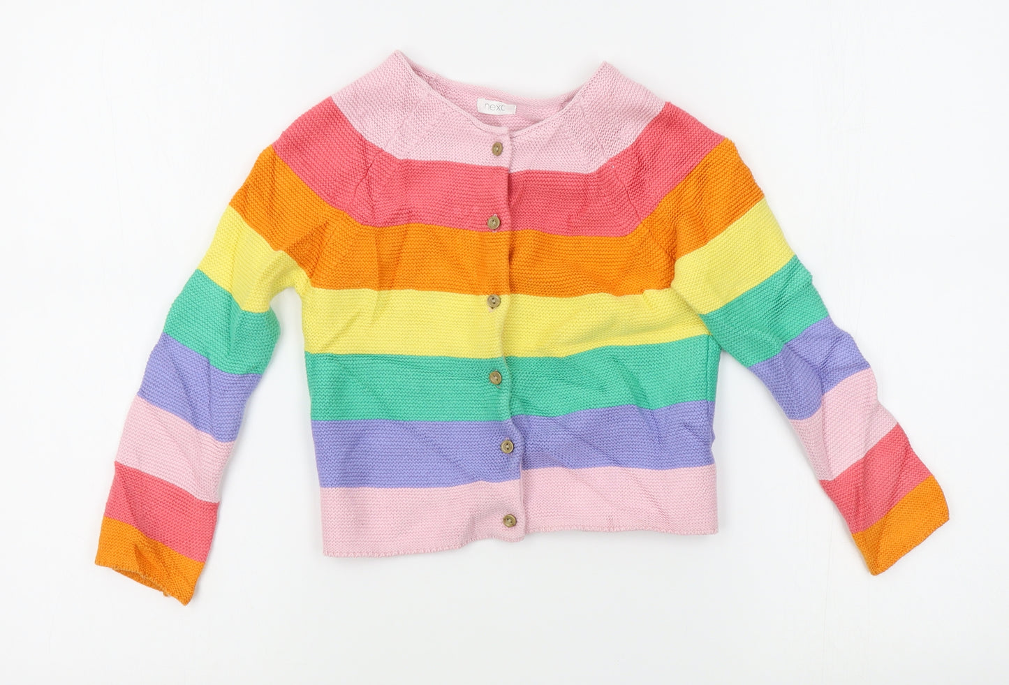 NEXT Girls Multicoloured Striped  Cardigan Jumper Size 4-5 Years