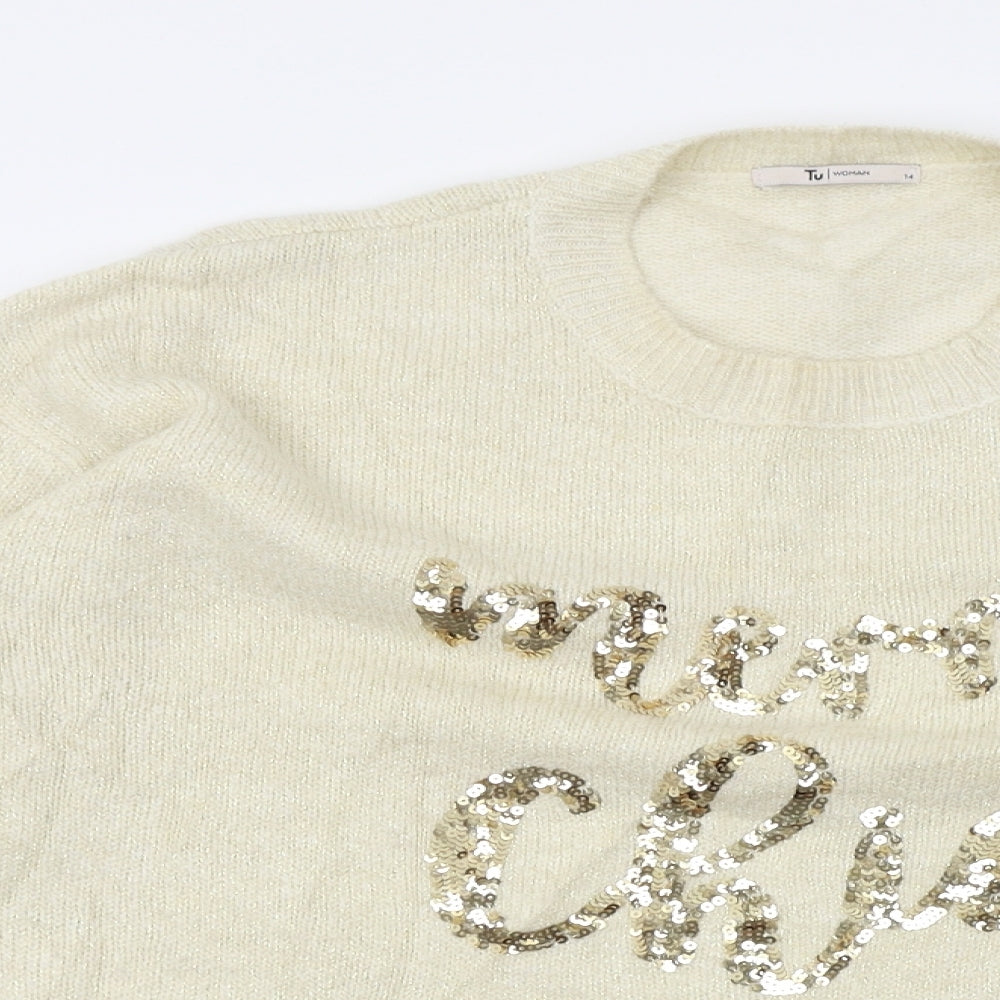 TU Womens Beige   Pullover Jumper Size 14  - christmas