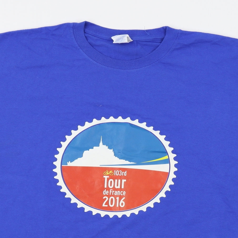 Gildan Mens Blue    T-Shirt Size XL  - tour de france 2016