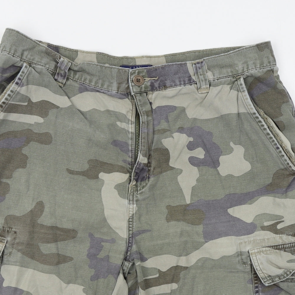 Easy Mens Green Camouflage  Cargo Shorts Size 36
