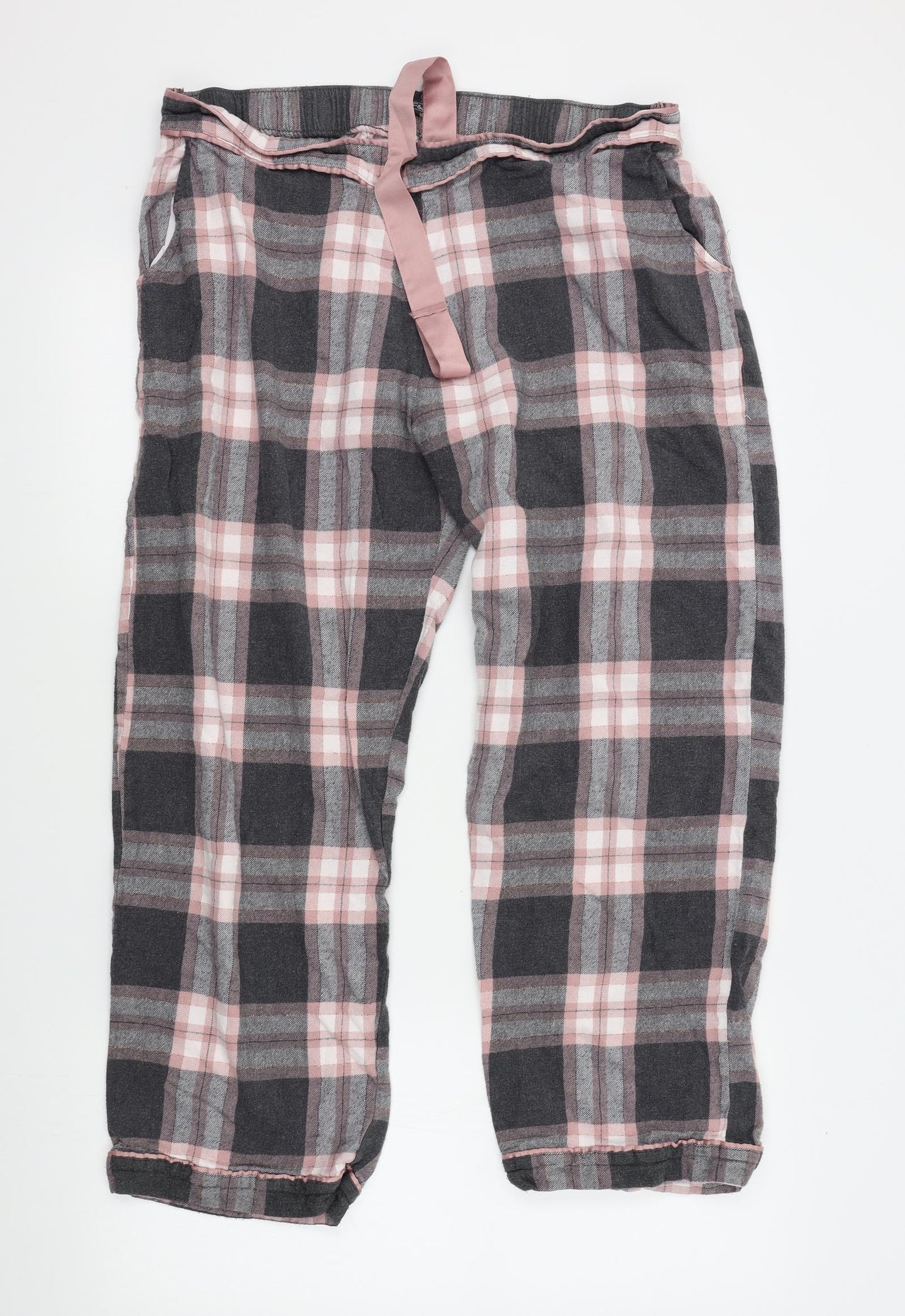 F&F Womens Pink Plaid   Lounge Pants Size 16  - elastic waist
