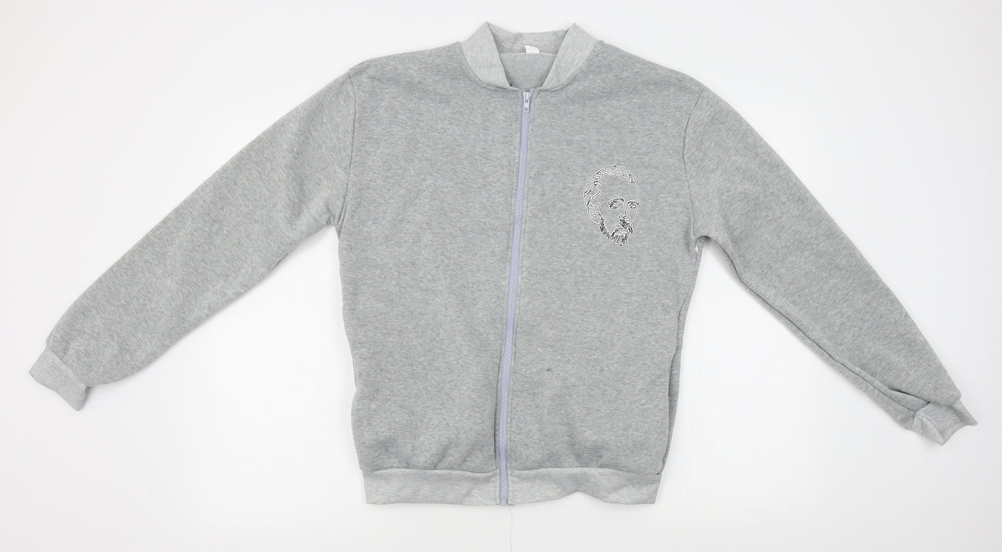 Preworn Mens Grey   Full Zip Sweatshirt Size L  - abstract face