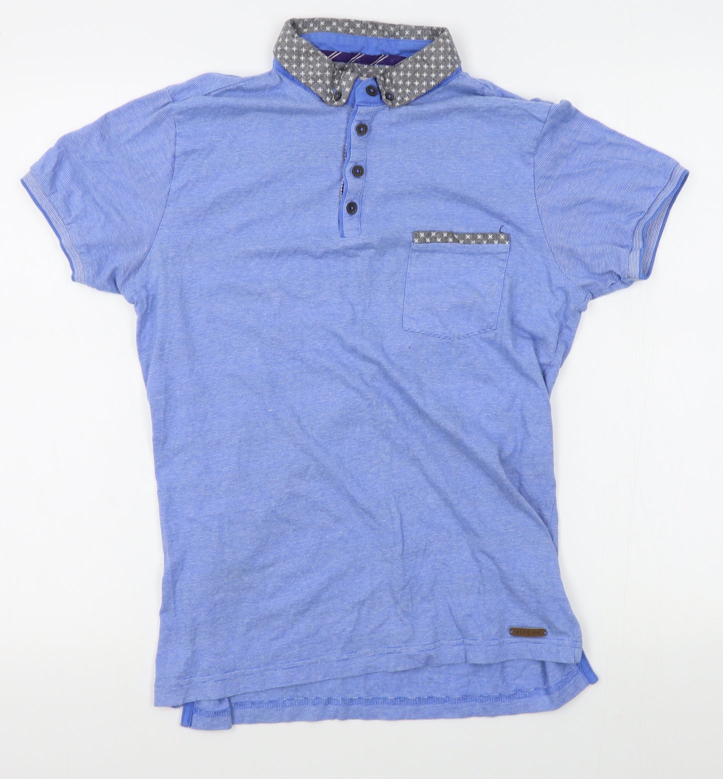 Blue Inc Mens Blue    Polo Size M