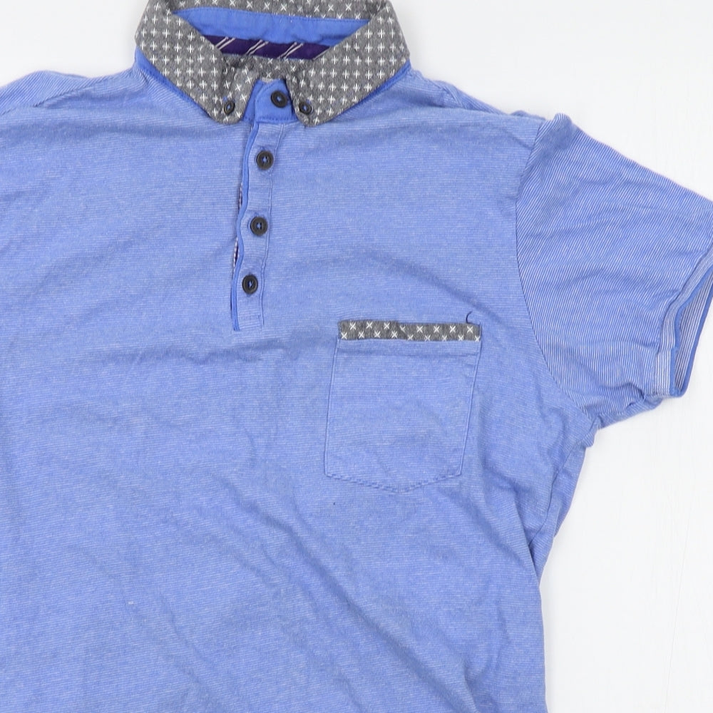 Blue Inc Mens Blue    Polo Size M