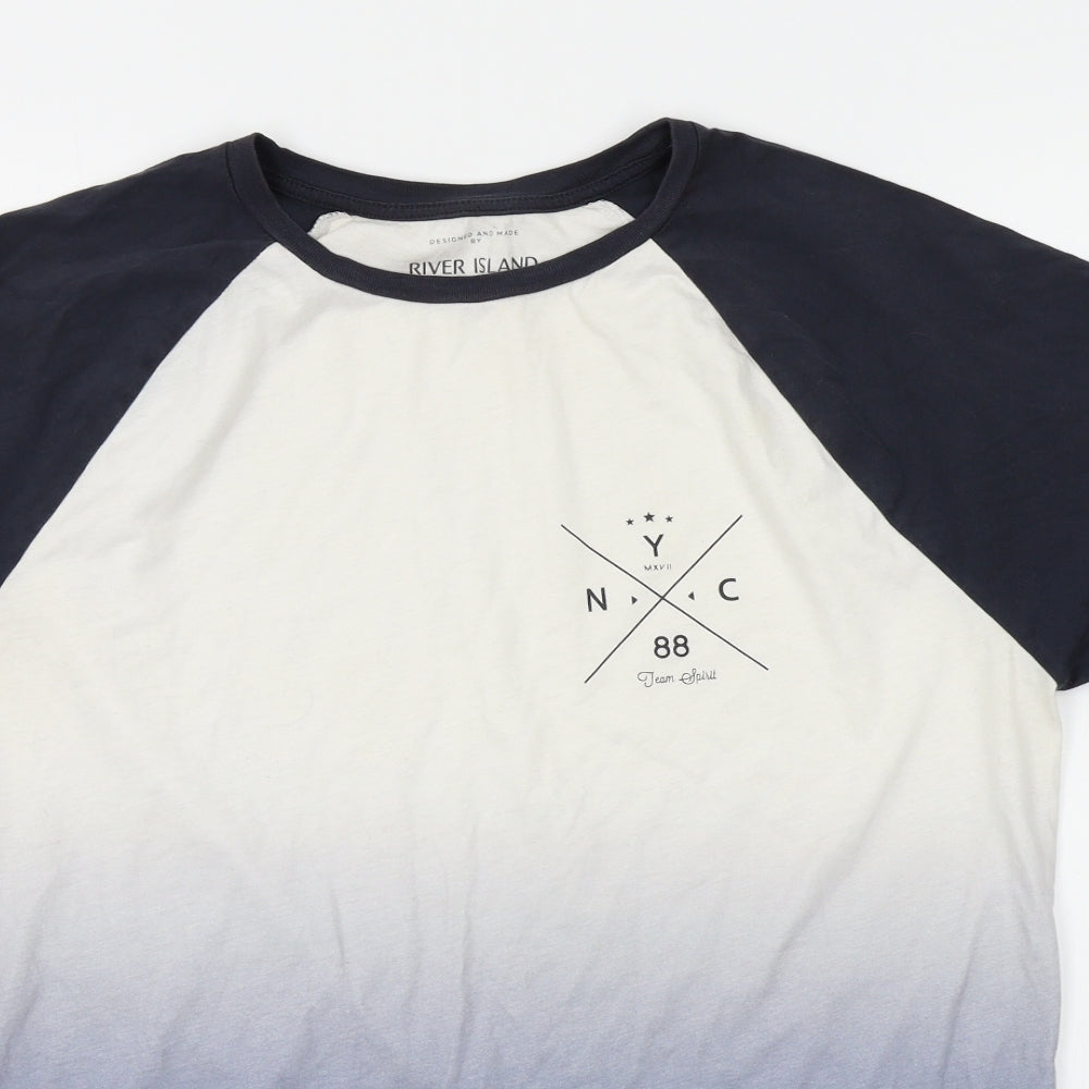 River Island Mens White    T-Shirt Size M