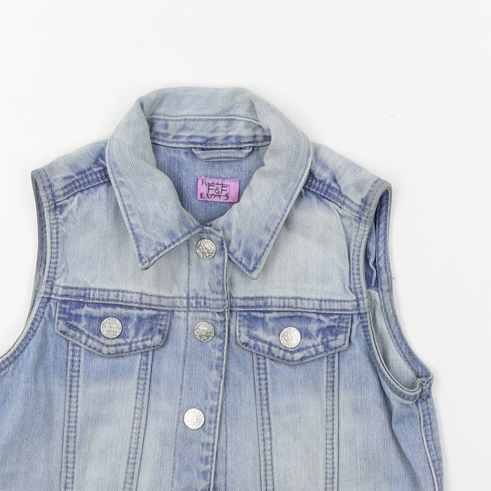 F&F Girls Blue   Gilet Jacket Size 5-6 Years