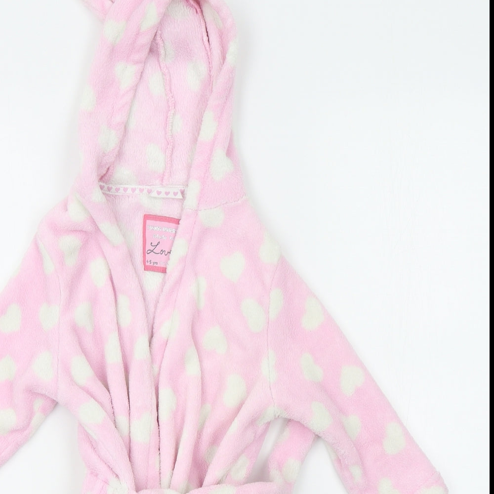 Young Dimension Girls Pink Polka Dot   Robe Size 4-5 Years