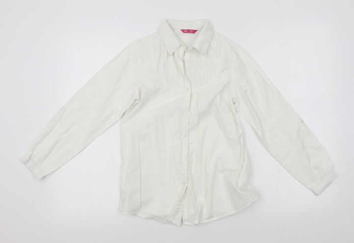 Young Dimension Girls White Basic Button-Up Size 10-11 Years