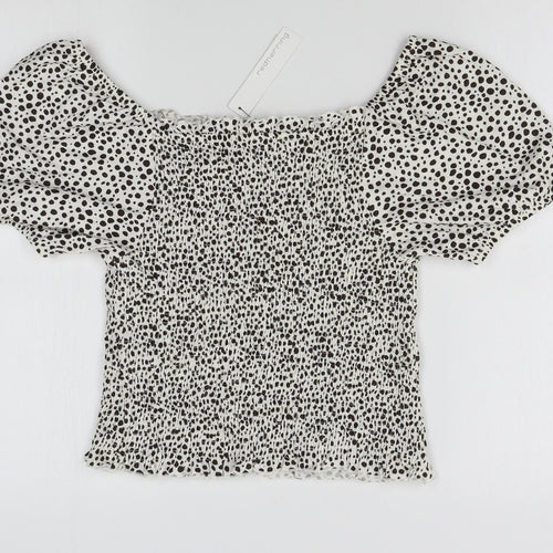 Red Herring Womens White Animal Print  Basic Blouse Size 14