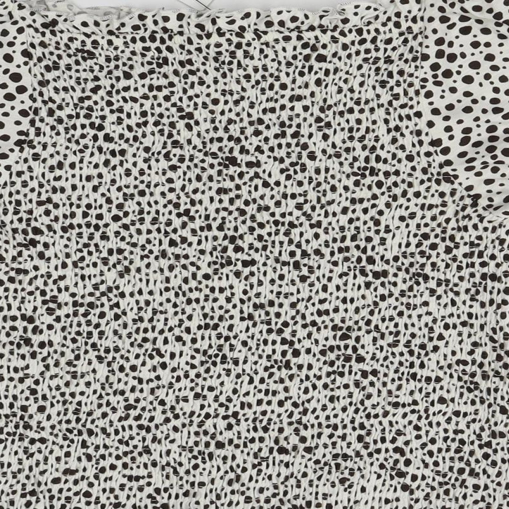 Red Herring Womens White Animal Print  Basic Blouse Size 14
