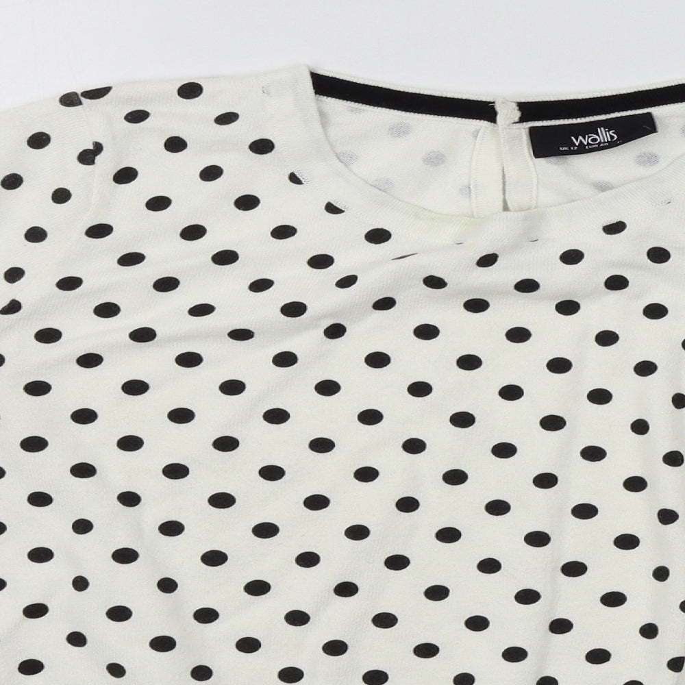 Wallis Womens White Polka Dot  Pullover Jumper Size 12