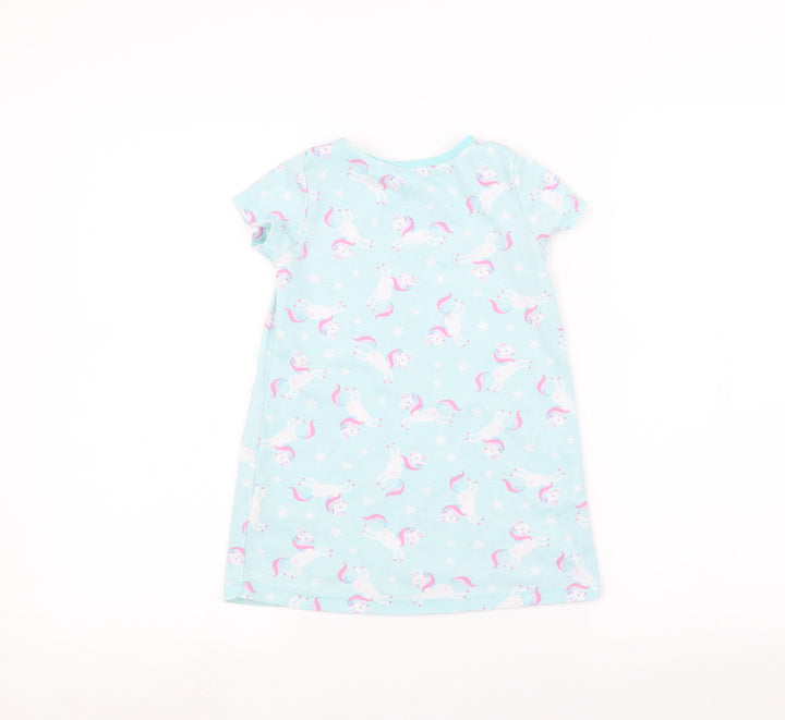 Nutmeg Girls Blue Basic T-Shirt Size 3-4 Years - unicorn