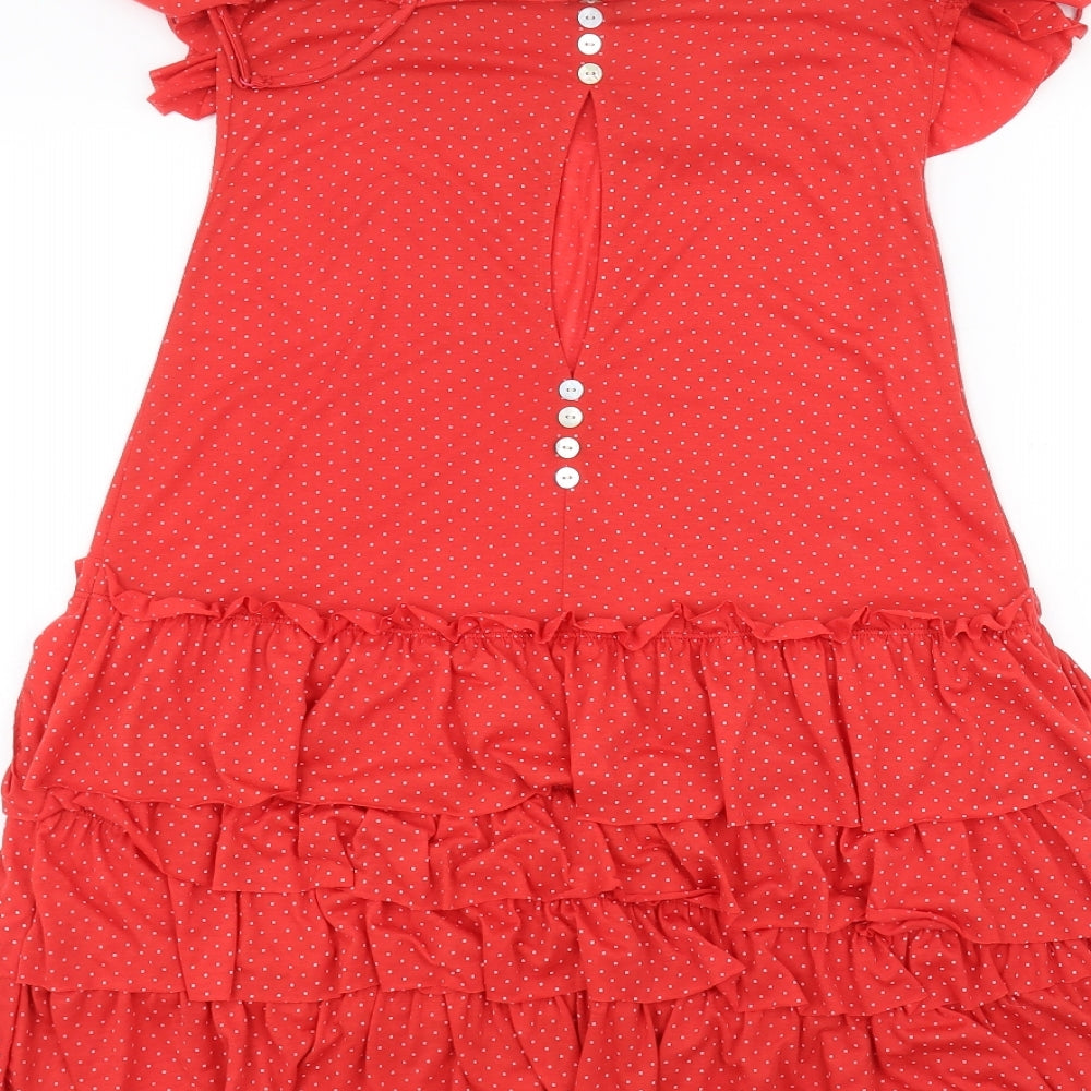 Topshop Womens Red Polka Dot  A-Line  Size 8