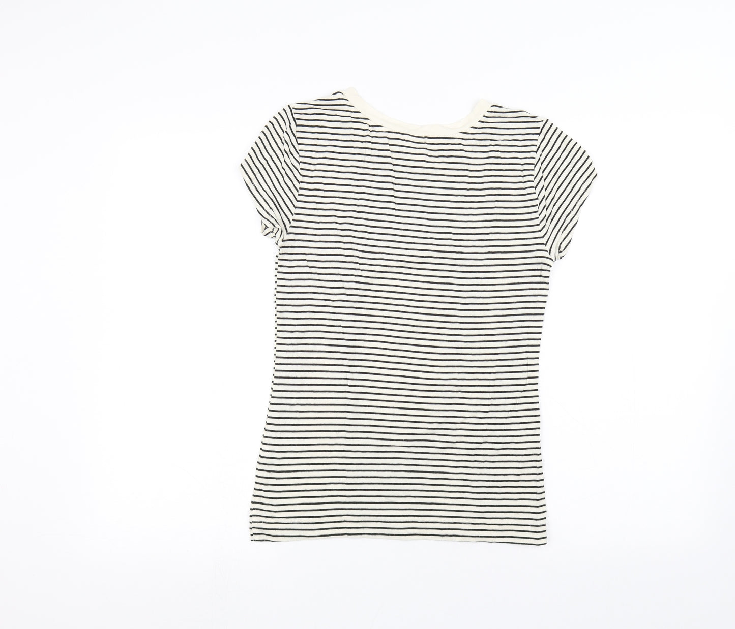 H&M Womens White Striped  Basic T-Shirt Size XS