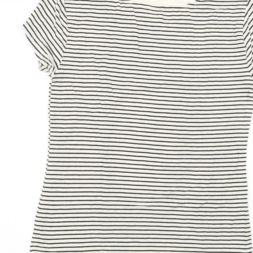 H&M Womens White Striped  Basic T-Shirt Size XS